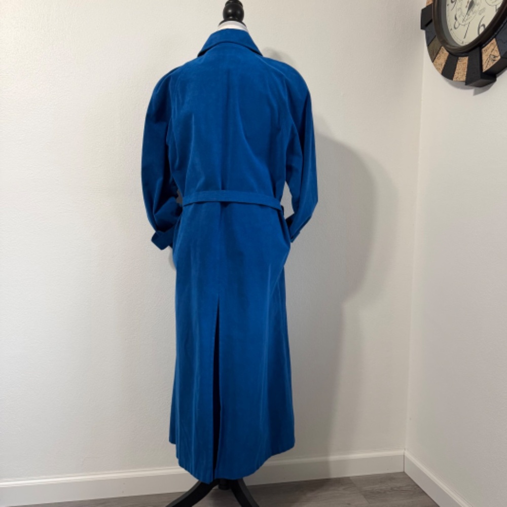 Count Romi Ultrasuede Vintage 80s Cobalt Blue Long Sleeve Trench‎ Coat Size 8 - Picture 2 of 14